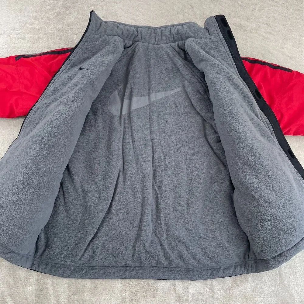 Vintage Nike Jacket Youth Large 14-16 Black Red Reversible Swoosh Large Logo Y2K